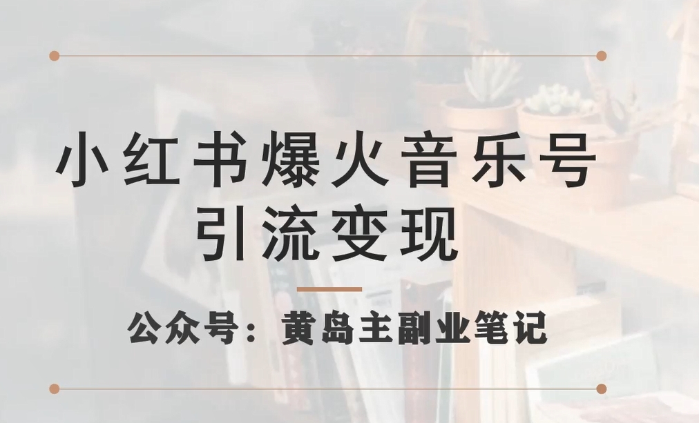 小红书爆火音乐号引流变现项目，视频版一条龙实操玩法分享给你-中创网_专注互联网创业,项目资源整合