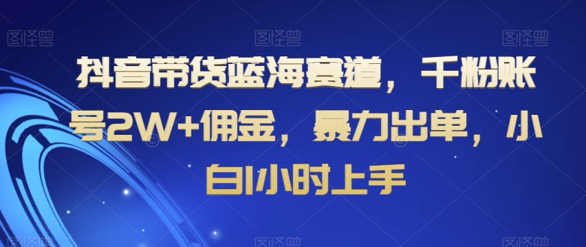 抖音带货蓝海赛道，千粉账号2W+佣金，暴力出单，小白1小时上手【揭秘】-中创网_专注互联网创业,项目资源整合