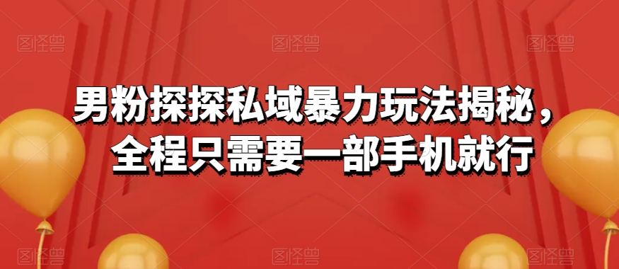 男粉探探私域暴力玩法揭秘，全程只需要一部手机就行-暖阳网-优质付费教程和创业项目大全-中创网_专注互联网创业,项目资源整合