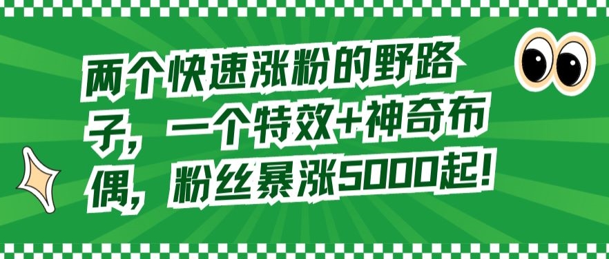 两个快速涨粉的野路子，一个特效+神奇布偶，粉丝暴涨5000起【揭秘】-中创网_专注互联网创业,项目资源整合