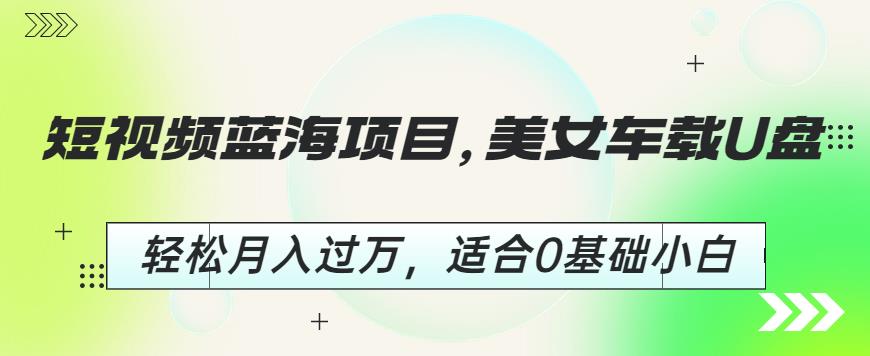 短视频蓝海项目，美女车载U盘，轻松月入过万，适合0基础小白【揭秘】-中创网_专注互联网创业,项目资源整合