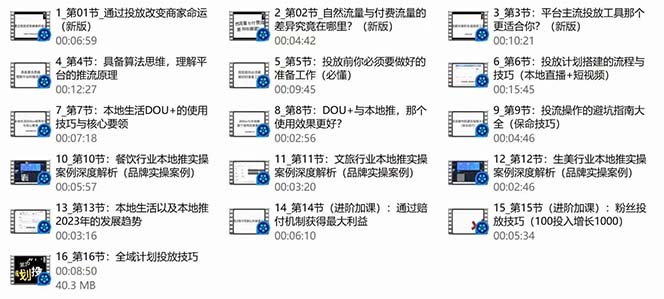 （9439期）本地同城·推核心方法论，本地同城投放技巧快速掌握运营核心（16节课）-中创网_专注互联网创业,项目资源整合