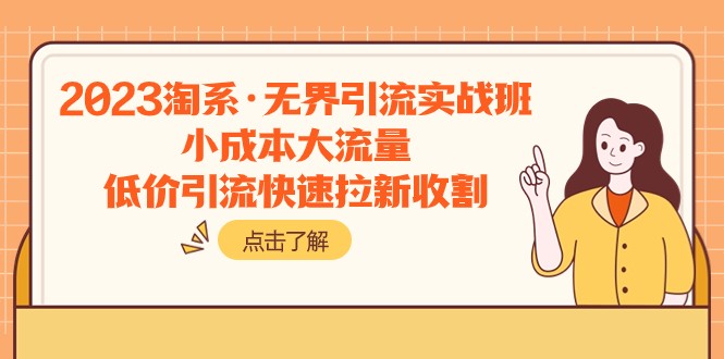 2023淘宝·无边引流方法实战演练班：低成本高流量，低价引流迅速引流收种-中创网_专注互联网创业,项目资源整合