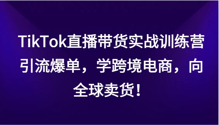 图片[1]-TikTok直播卖货实战演练夏令营，引流方法打造爆款，学跨境电子商务，面向全球卖东西！-暖阳网-优质付费教程和创业项目大全