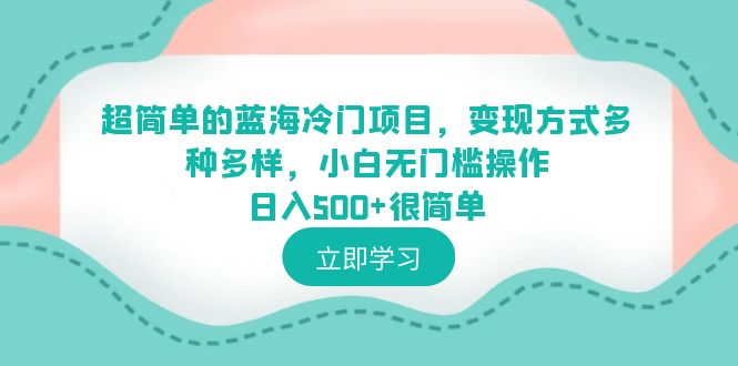 超简单的蓝海冷门项目，变现方式多种多样，小白无门槛操作日入500+很简单-中创网_专注互联网创业,项目资源整合