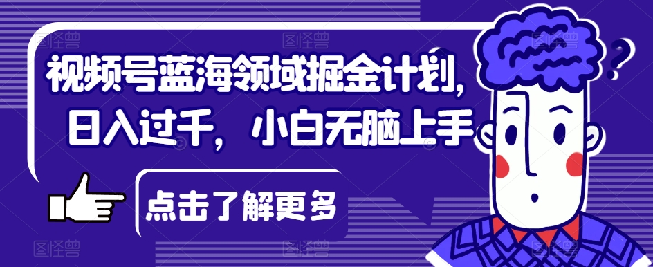 微信视频号蓝海领域掘金队方案，日入了千，新手没脑子入门【揭密】-中创网_专注互联网创业,项目资源整合