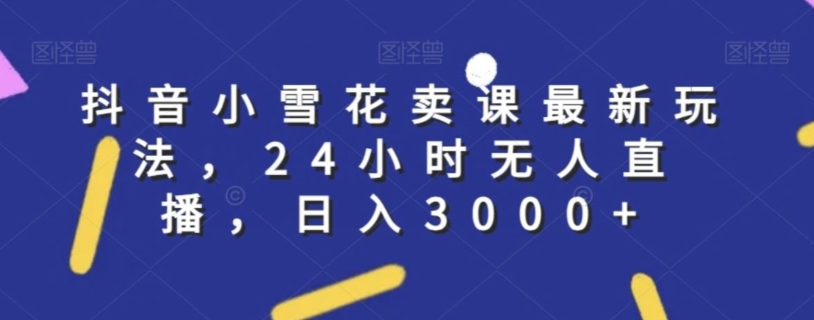 抖音小雪花卖课最新玩法，24小时无人直播，日入3000+【揭秘】-中创网_专注互联网创业,项目资源整合