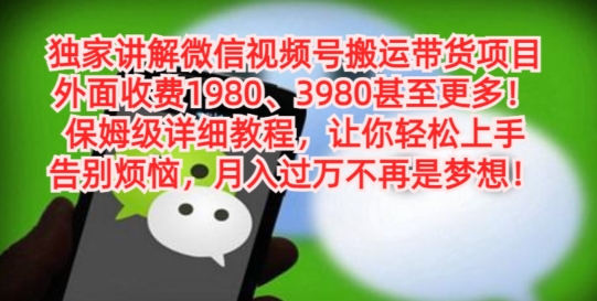 独家讲解微信视频号搬运带货项目，保姆级详细教程-中创网_专注互联网创业,项目资源整合