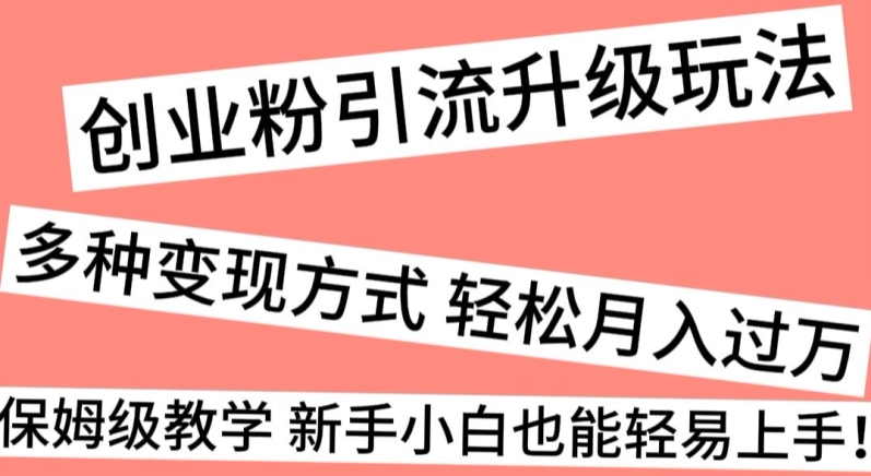 创业粉引流升级玩法，多种变现方式轻松月入过万，保姆级教学新手小白也能轻易上手！-中创网_专注互联网创业,项目资源整合