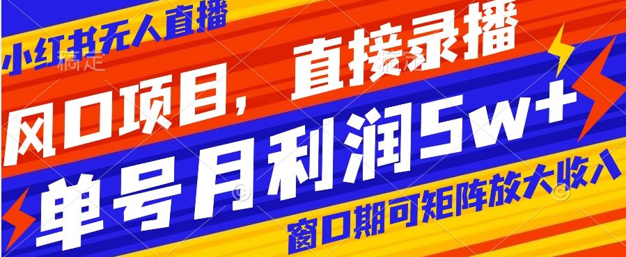 风口项目，小红书无人直播带货，直接录播，可矩阵，月入5w+【揭秘】-中创网_专注互联网创业,项目资源整合