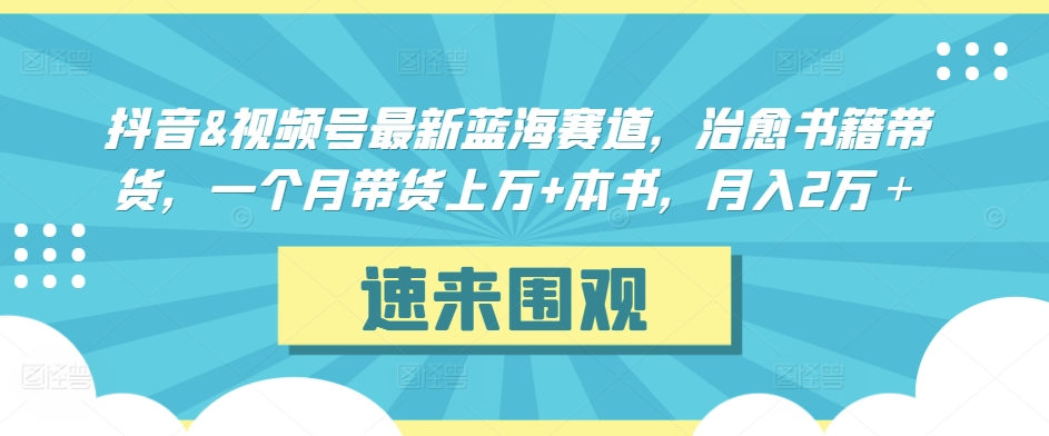 抖音&视频号最新蓝海赛道，治愈书籍带货，一个月带货上万+本书，月入2万＋【揭秘】-中创网_专注互联网创业,项目资源整合