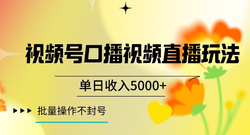 视频号囗播视频直播玩法，单日收入5000+，批量操作不封号【揭秘】-中创网_专注互联网创业,项目资源整合