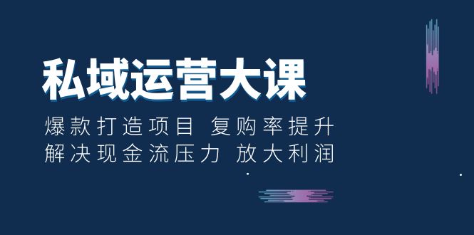 私域运营大课：爆款打造项目 复购率提升 解决现金流压力 放大利润-中创网_专注互联网创业,项目资源整合