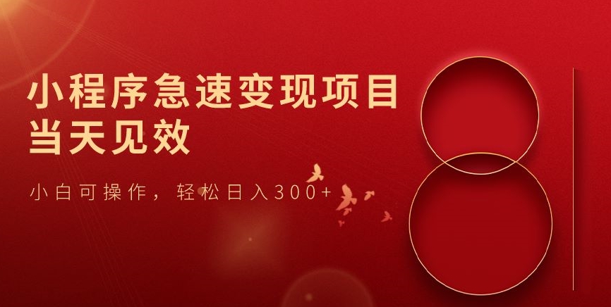 小程序急速变现项目，当天见效，小白可操作，轻松日入300+-中创网_专注互联网创业,项目资源整合