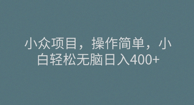 冷门新项目，使用方便，新手轻轻松松没脑子日入400-暖阳网-优质付费教程和创业项目大全-中创网_专注互联网创业,项目资源整合