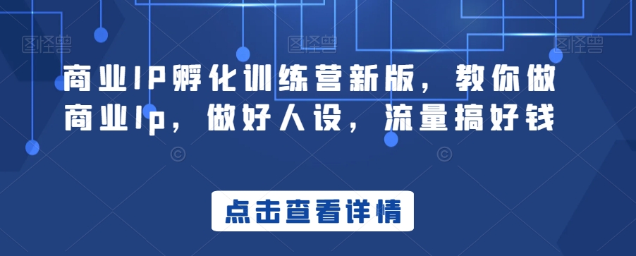 商业IP孵化训练营新版，教你做商业Ip，做好人设，流量搞好钱-中创网_专注互联网创业,项目资源整合