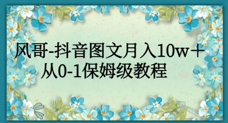 风哥-抖音图文月入10w＋，从0-1保姆级教程-中创网_专注互联网创业,项目资源整合