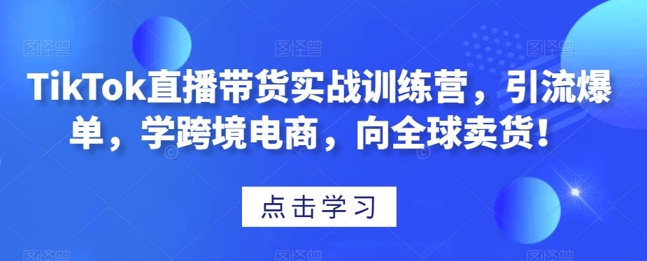 TikTok直播带货实战训练营，引流爆单，学跨境电商，向全球卖货！-中创网_专注互联网创业,项目资源整合