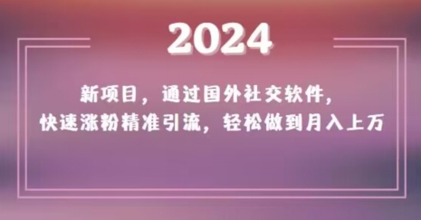 2024新项目，通过国外社交软件，快速涨粉精准引流，轻松做到月入上万【揭秘】-中创网_专注互联网创业,项目资源整合