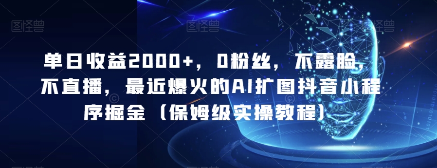 单日盈利2000 ，0粉丝们，不露脸，不直播，近期爆红的AI扩图抖音小程序掘金队（家庭保姆级实际操作实例教程）-中创网_专注互联网创业,项目资源整合