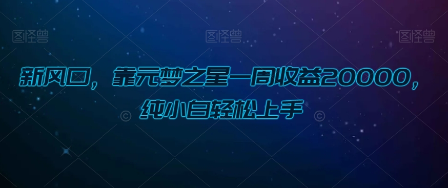 新风口，靠元梦之星一周收益20000，纯小白轻松上手-中创网_专注互联网创业,项目资源整合
