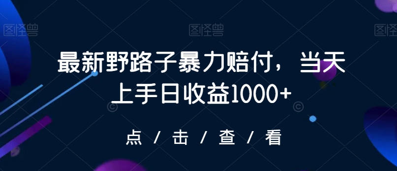 最新野路子暴力赔付，当天上手日收益1000+【仅揭秘】-中创网_专注互联网创业,项目资源整合
