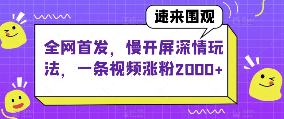 独家首发，慢解屏真情游戏玩法，一条视频增粉2000 【揭密】-中创网_专注互联网创业,项目资源整合