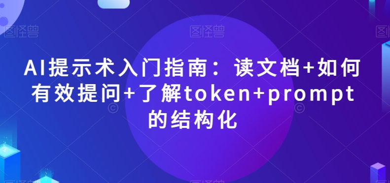 AI提示术入门指南：读文档+如何有效提问+了解token+prompt的结构化【揭秘】-暖阳网-优质付费教程和创业项目大全-中创网_专注互联网创业,项目资源整合