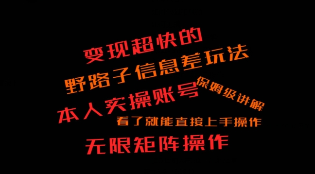 变现超快的野路子信息差玩法，本人实操账号保姆级讲解-中创网_专注互联网创业,项目资源整合