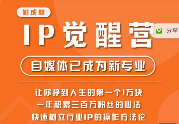 树成林·IP觉醒营，快速树立行业IP的操作方法论，让你赚到人生的第一个1万块-中创网_专注互联网创业,项目资源整合