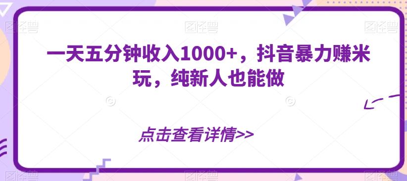 一天五分钟收益1000 ，抖音视频暴力行为淘兼职玩，纯新手也可以做-中创网_专注互联网创业,项目资源整合