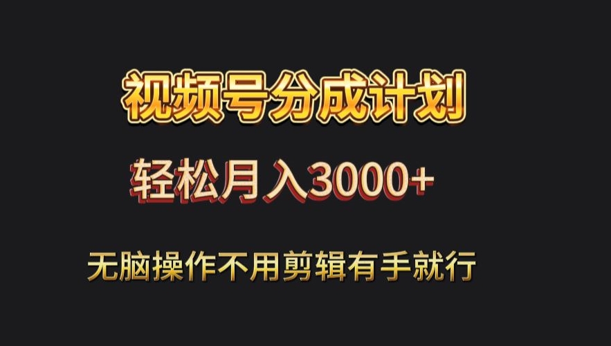 视频号流量分成，不用剪辑，有手就行，轻松月入2000+-中创网_专注互联网创业,项目资源整合