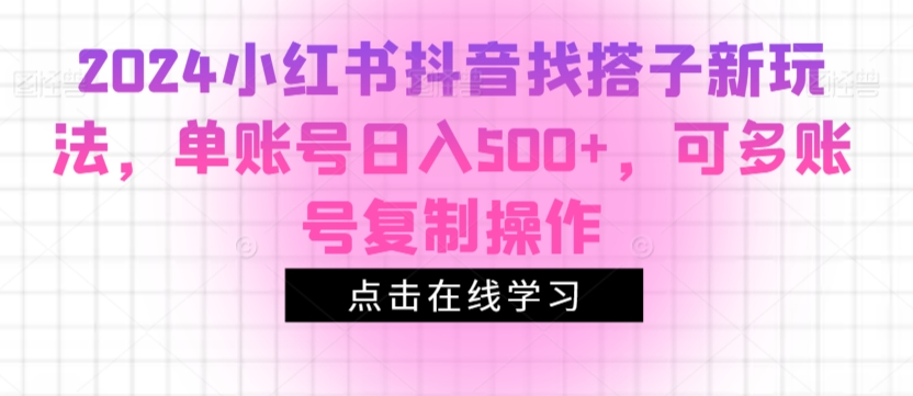 2024小红书抖音找搭子新玩法，单账号日入500+，可多账号复制操作-中创网_专注互联网创业,项目资源整合