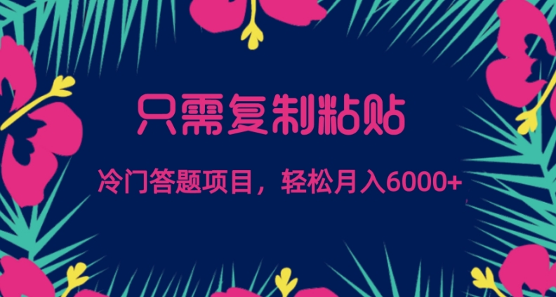 只需复制粘贴，冷门答题项目，轻松月入6000-中创网_专注互联网创业,项目资源整合