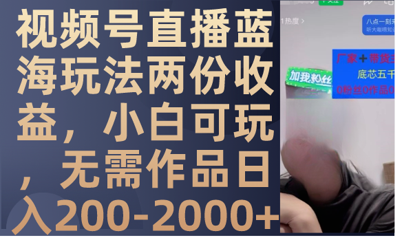 （7635期）微信视频号直播间瀚海游戏玩法二份盈利，新手好玩，不用著作日入200-2000-中创网_专注互联网创业,项目资源整合