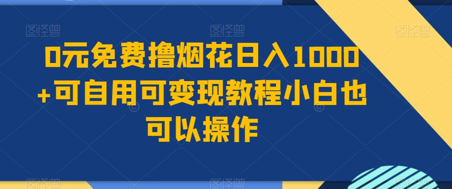 0元免费撸烟花日入1000+可自用可变现教程小白也可以操作，永久免费更新链接-中创网_专注互联网创业,项目资源整合