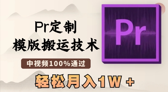 最新Pr定制模版搬运技术，中视频100%通过，几分钟一条视频，轻松月入1W＋【揭秘】-中创网_专注互联网创业,项目资源整合