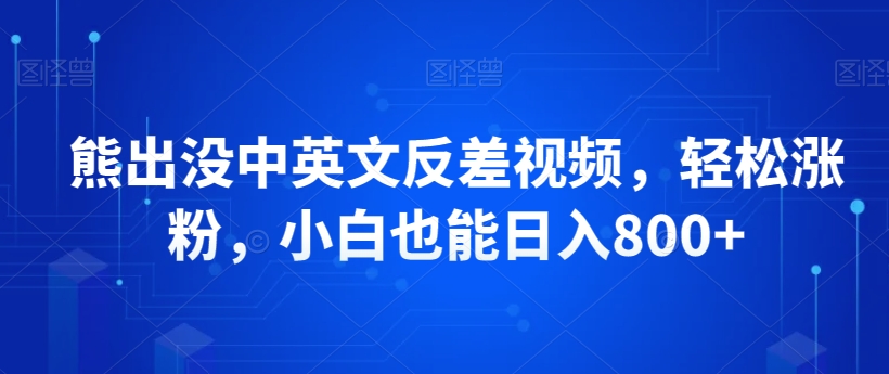 熊出没中英文反差视频，轻松涨粉，小白也能日入800+-中创网_专注互联网创业,项目资源整合